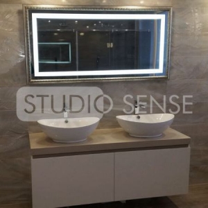 Double Sink Bathroom Vanity&Framed LED Mirror